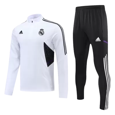 Real Madrid 1/4 Zip Tracksuit 2022/23 White - jerseymallpro