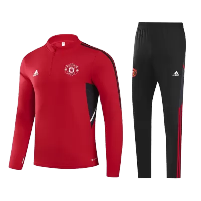 Manchester United 1/4 Zip Tracksuit 2022/23 Red - jerseymallpro