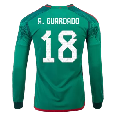 A.GUARDADO #18 Mexico Home Long Sleeve Soccer Jersey 2022 - jerseymallpro