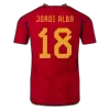 JORDI ALBA #18 Spain Home Authentic Jersey World Cup 2022 - jerseymallpro