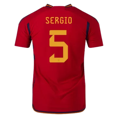 SERGIO #5 Spain Home Authentic Jersey World Cup 2022 - jerseymallpro