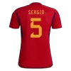 SERGIO #5 Spain Home Jersey World Cup 2022 - jerseymallpro