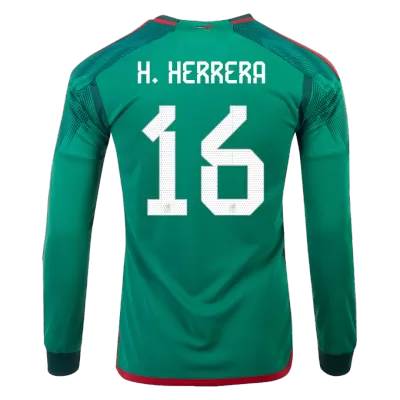 H.HERRERA #16 Mexico Home Long Sleeve Soccer Jersey 2022 - jerseymallpro