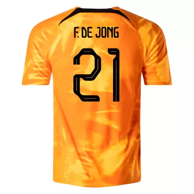 F.DE JONG #21 Netherlands Home Authentic Jersey World Cup 2022 - jerseymallpro