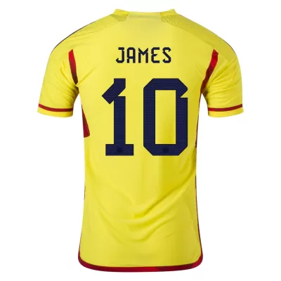 JAMES #10 Colombia Home Authentic Jersey 2022 - jerseymallpro