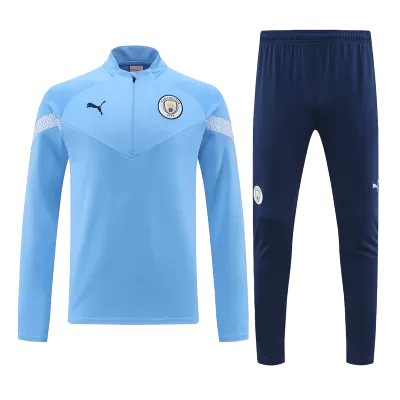 Manchester City 1/4 Zip Tracksuit 2022/23 Blue - jerseymallpro