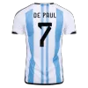 New DE PAUL #7 Argentina Three Stars Home 2022 Champion Jersey - jerseymallpro