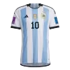 New SignMESSI #10 Argentina 3 Stars Home Soccer Champion Jersey 2022 - jerseymallpro