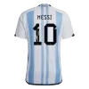 New SignMESSI #10 Argentina 3 Stars Home Soccer Champion Jersey 2022 - jerseymallpro