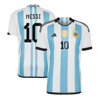 New MESSI #10 Argentina Three Stars Home 2022 Champion Jersey - jerseymallpro