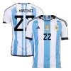 L. MARTINEZ #22 Argentina Three Stars Home Jersey 2022 - jerseymallpro