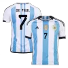 New DE PAUL #7 Argentina Three Stars Home 2022 Champion Jersey - jerseymallpro