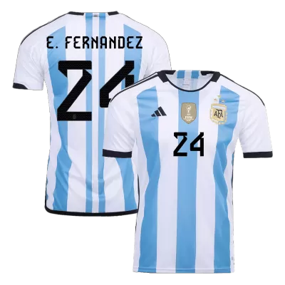 E. FERNANDEZ #24 Argentina Three Stars Home Jersey 2022 - jerseymallpro