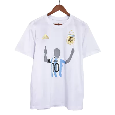 Argentina Winners Lionel Messi Celebration T-Shirt 2022-Three Stars - jerseymallpro