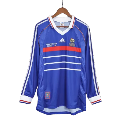 Retro France Home Long Sleeve Jersey 1998 By Adidas - jerseymallpro