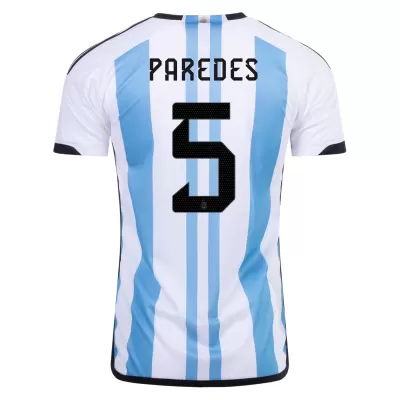 New PAREDES #5 Argentina Three Stars Home 2022 Champion Jersey - jerseymallpro